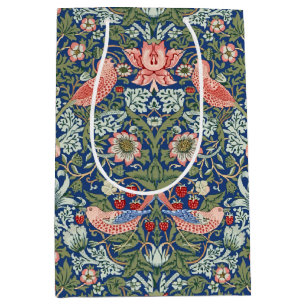 William Morris Strawberry Thief Navy Coral Medium Gift Bag