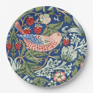 William Morris Strawberry Thief Navy Coral Paper Plate