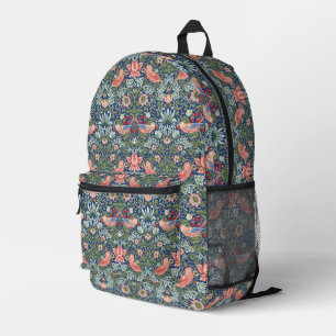 William Morris Strawberry Thief Navy Coral Printed Backpack