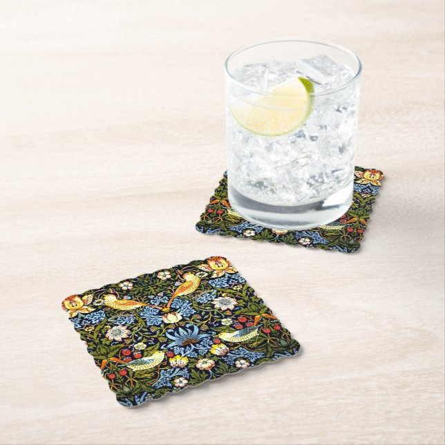 William Morris, Strawberry Thief Paper Coaster (Insitu)