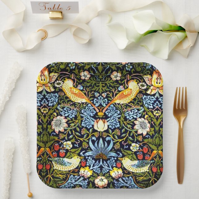 William Morris, Strawberry Thief, Paper Plate (Wedding)