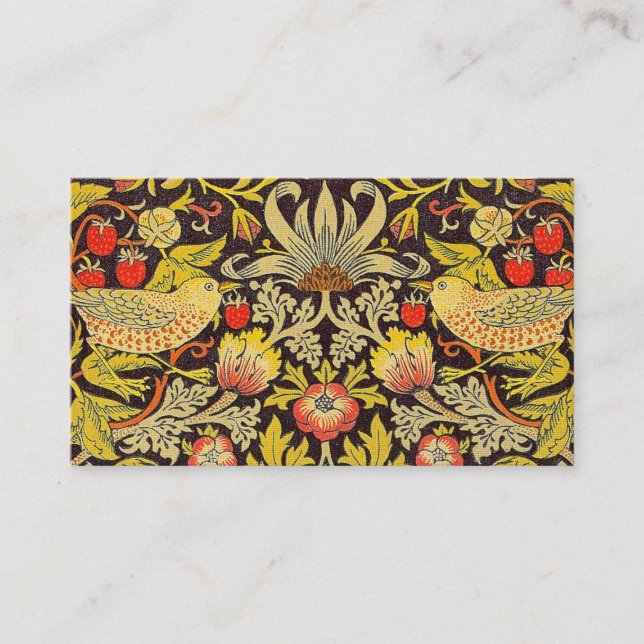 William Morris Strawberry Thief Pattern Business Card (Front)