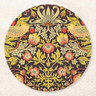 William Morris Strawberry Thief Pattern Round Paper Coaster