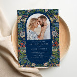 William Morris Strawberry Thief Photo Wedding Invitation<br><div class="desc">Elegant photo wedding invitation featuring Strawberry Thief floral pattern design by William Morris.</div>