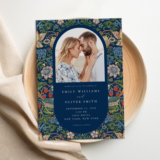 William Morris Strawberry Thief Photo Wedding Invitation (Creator Uploaded)