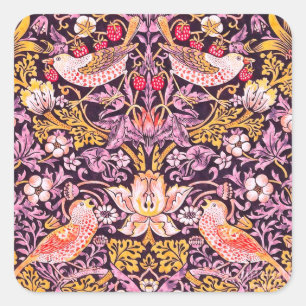William Morris Strawberry Thief Purple Version Square Sticker