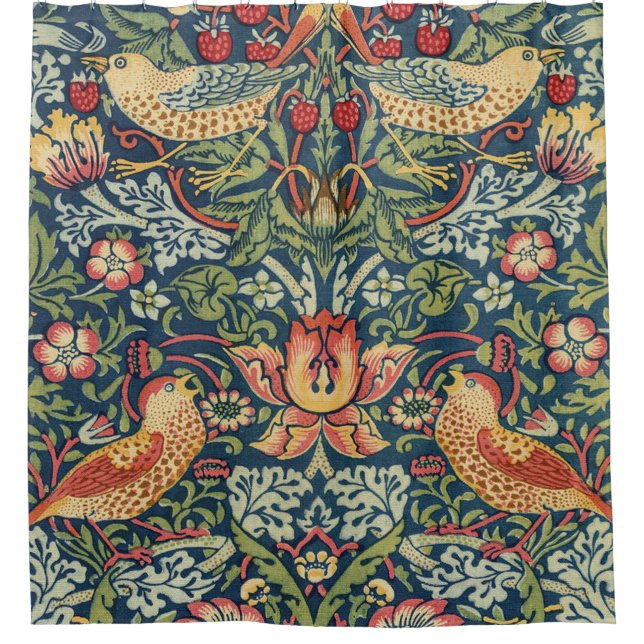William Morris Strawberry Thief Restored Version Shower Curtain (Front)