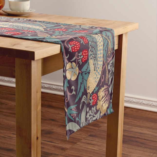 William Morris Strawberry Thief Satin Ribbon Short Short Table Runner (In Situ)