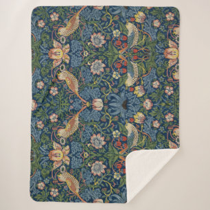 William Morris Strawberry Thief Sherpa Blanket
