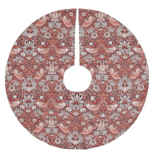 William Morris Strawberry Thief Terracotta Bird Brushed Polyester Tree Skirt