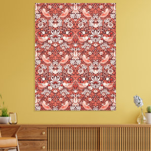 William Morris Strawberry Thief Terracotta Bird Canvas Print