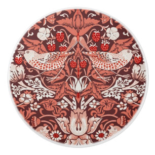 William Morris Strawberry Thief Terracotta Bird Ceramic Knob