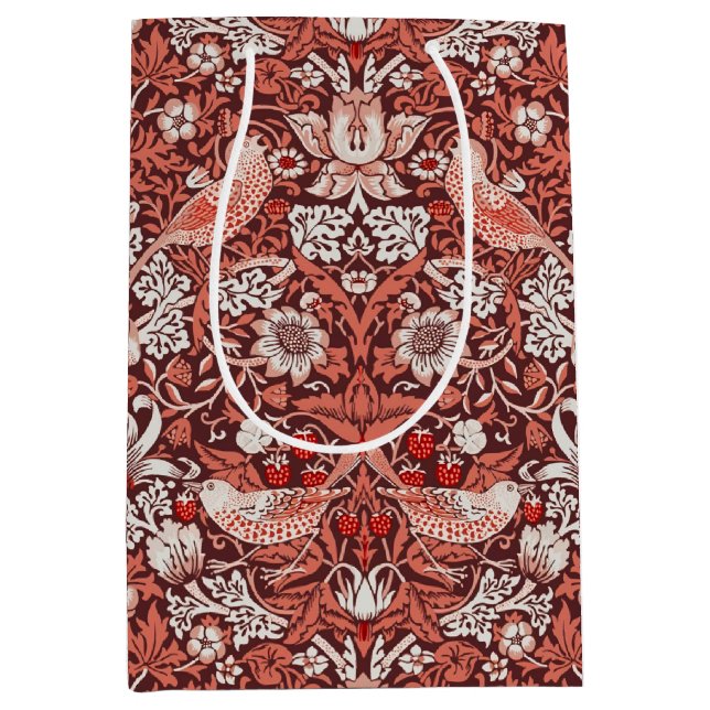 William Morris Strawberry Thief Terracotta Bird Medium Gift Bag (Front)