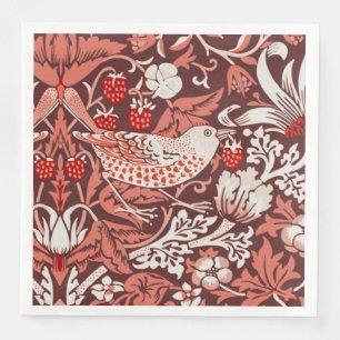 William Morris Strawberry Thief Terracotta Bird Napkin