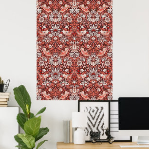 William Morris Strawberry Thief Terracotta Bird Poster