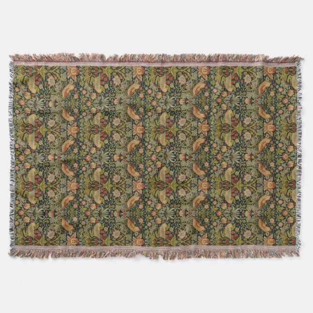 William Morris: Strawberry Thief Throw Blanket (Front)