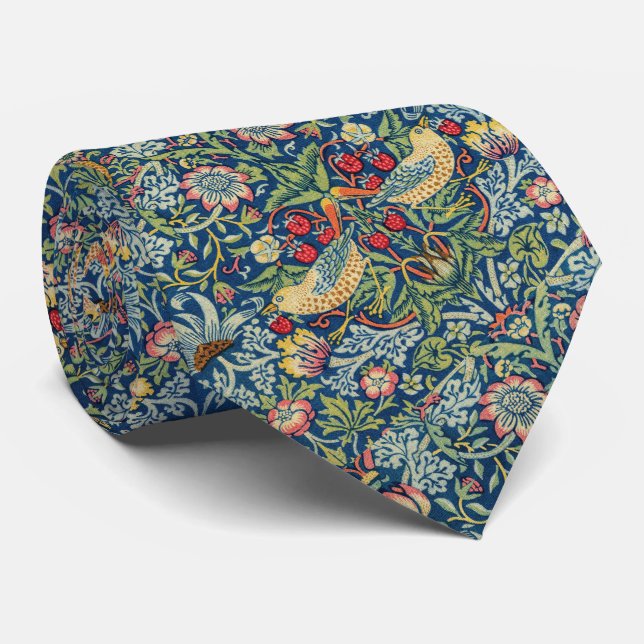 William Morris - Strawberry Thief Tie (Rolled)