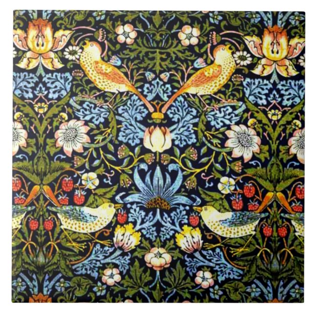 William Morris - Strawberry Thief Tile (Front)
