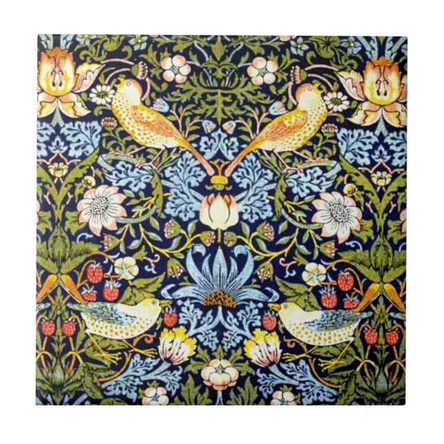 William Morris, Strawberry Thief, Tile (Front)