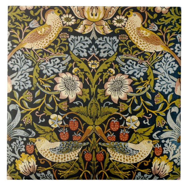 William Morris 'Strawberry Thief' Tile (Front)