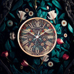 William Morris Strawberry Thief Victorian Motif Clock<br><div class="desc">This beautiful wall clock features the iconic victorian Strawberry Thief motif designed by William Morris. The motif depicts a thrush stealing strawberries from a garden, symbolising the theft of beauty and the importance of preserving it. William Morris was a renowned designer, writer, and social activist in the late 19th century....</div>