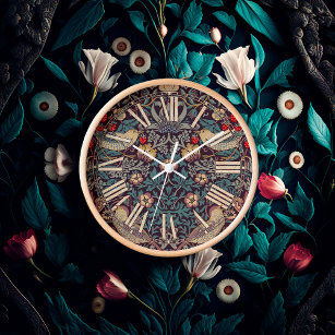 William Morris Strawberry Thief Victorian Motif Clock
