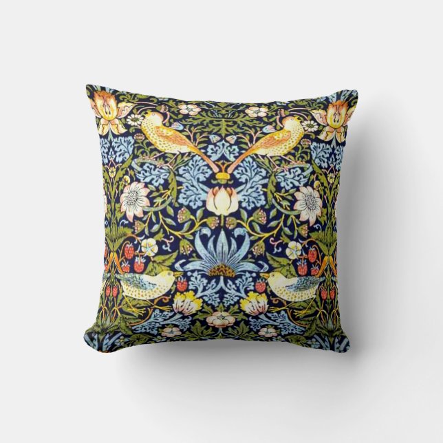 William Morris: Strawberry Thief vintage design Cushion (Front)