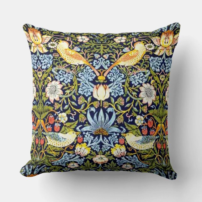 William Morris: Strawberry Thief vintage design Cushion (Front)