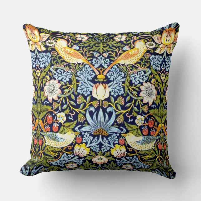 William Morris: Strawberry Thief vintage design Cushion (Front)