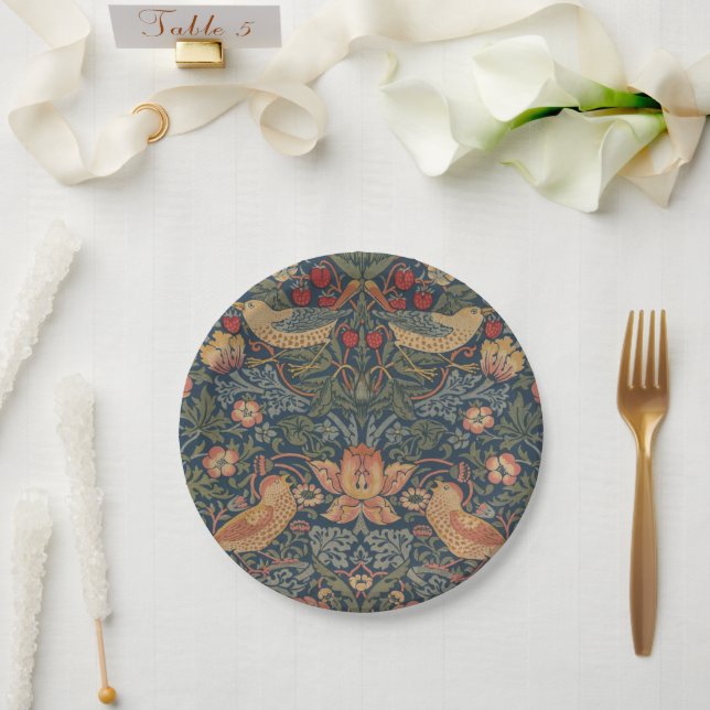 William Morris Strawberry Thieves Birds Paper Plate (Wedding)