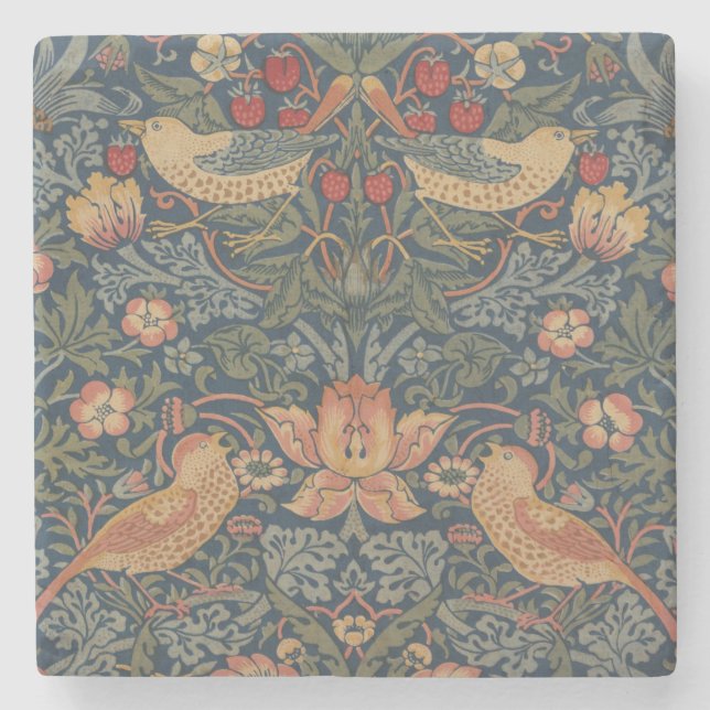 William Morris Strawberry Thieves Birds Stone Coaster (Front)