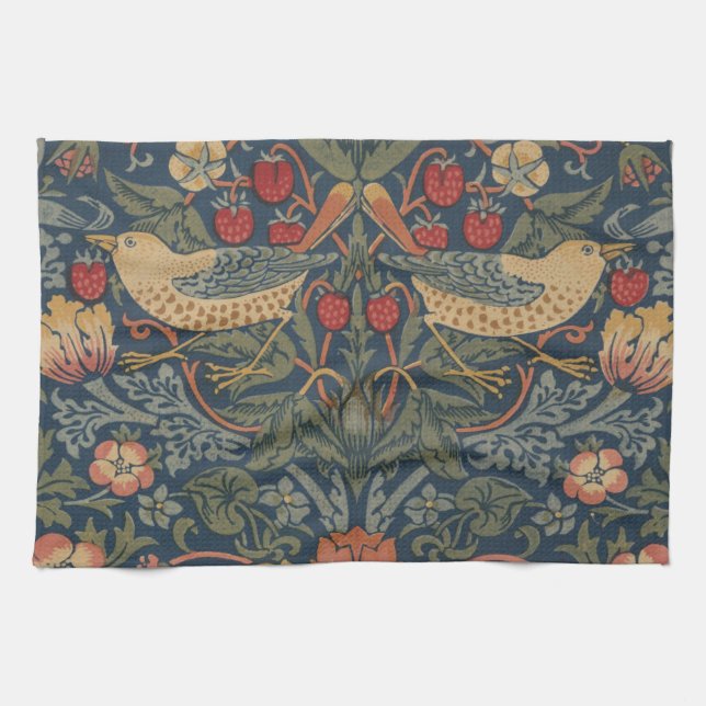 William Morris Strawberry Thieves Birds Tea Towel (Horizontal)