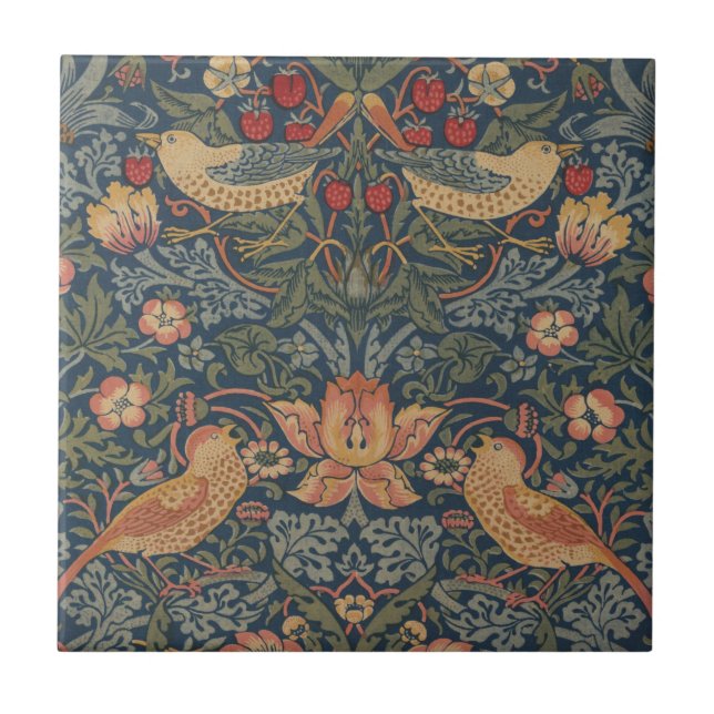 William Morris Strawberry Thieves Birds Tile (Front)