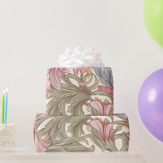 William Morris Style Botanical Floral Pattern Wrapping Paper (Party Gifts)