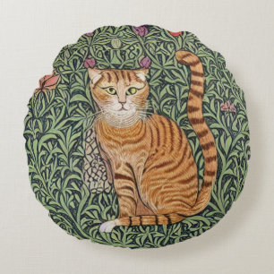 William Morris Style Cat Round Cushion