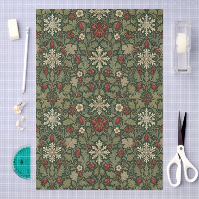 William Morris Style Christmas Pattern Decoupage Tissue Paper (Craft)