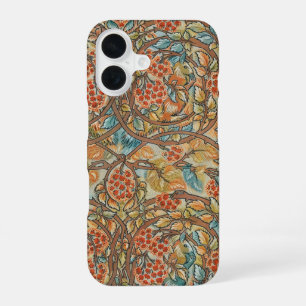 William Morris Style Cottagecore Squirrel Floral iPhone 16 Case