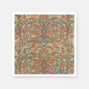 William Morris Style Cottagecore Squirrel Floral  Napkin
