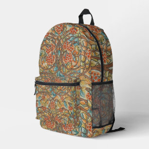 William Morris Style Cottagecore Squirrel Floral Printed Backpack