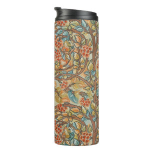 William Morris Style Cottagecore Squirrel Floral Thermal Tumbler