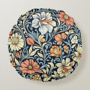 William Morris style floral acanthus pattern Round Cushion