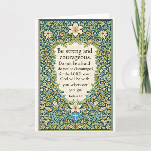 William Morris style floral and scripture Card