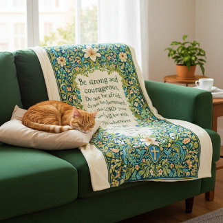 William Morris style floral and scripture Fleece Blanket