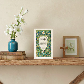 William Morris style floral and scripture Plaque