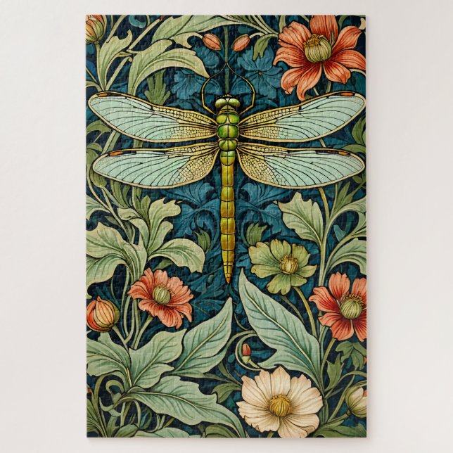 William Morris Style Flower Pattern Dragonfly Puzz Jigsaw Puzzle (Vertical)