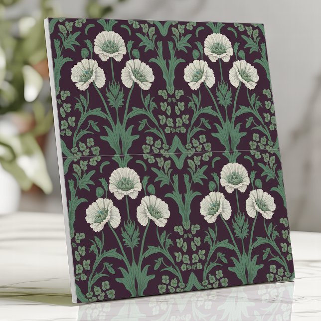 William Morris-Style Green and Ivory Floral Tile (Creator Uploaded)
