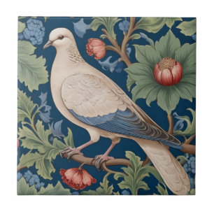 William Morris style Left facing Dove Bird Tile