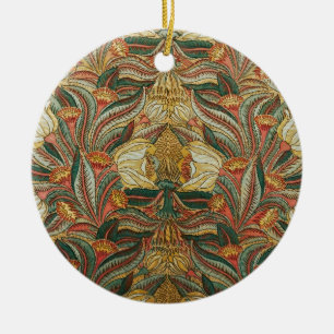 William Morris Style Pink Green Botanical Ceramic Tree Decoration