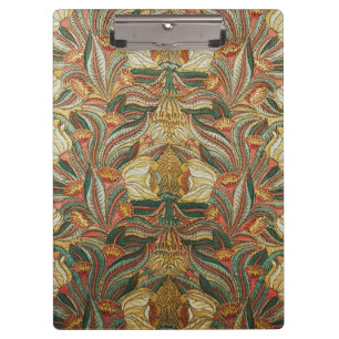 William Morris Style Pink Green Botanical Clipboard