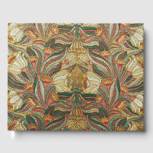 William Morris Style Pink Green Botanical Guest Book